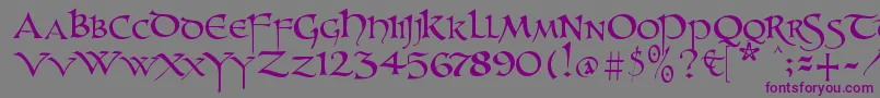 Unzialish-fontti – violetit fontit harmaalla taustalla