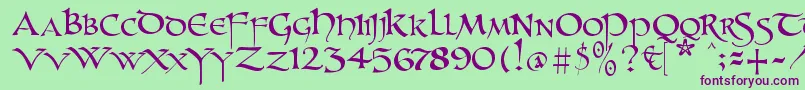 Unzialish Font – Purple Fonts on Green Background