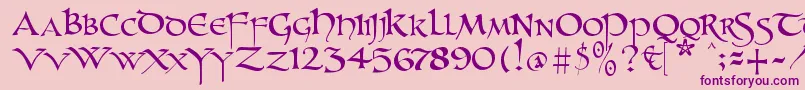 Unzialish-fontti – violetit fontit vaaleanpunaisella taustalla