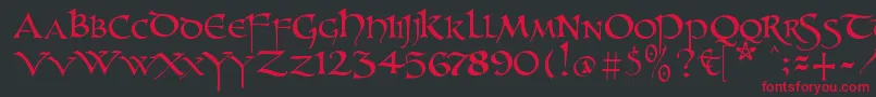 Unzialish Font – Red Fonts on Black Background