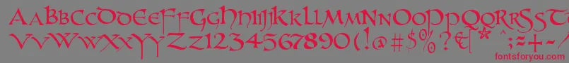 Unzialish Font – Red Fonts on Gray Background