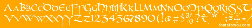 Unzialish Font – White Fonts on Orange Background