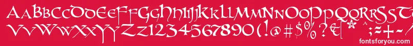 Unzialish Font – White Fonts on Red Background