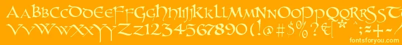 Шрифт Unzialish – жёлтые шрифты на оранжевом фоне