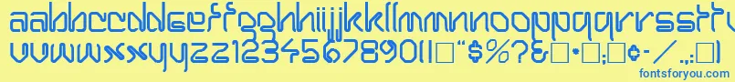 フォントHaroldRegular – 青い文字が黄色の背景にあります。