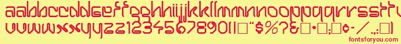 HaroldRegular-fontti – punaiset fontit keltaisella taustalla
