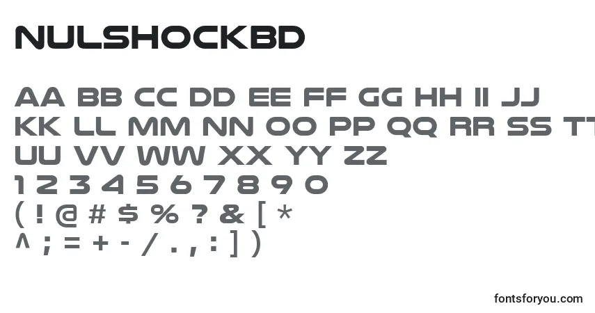 Czcionka NulshockBd – alfabet, cyfry, specjalne znaki