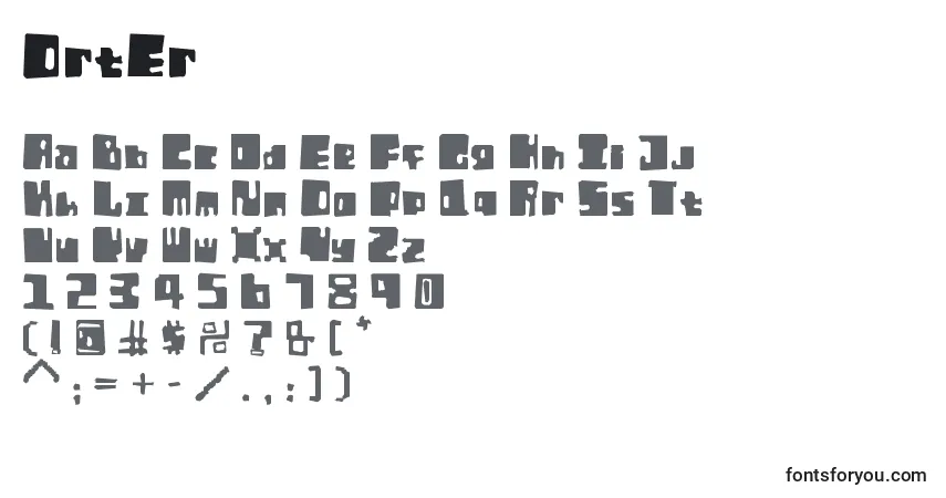 Czcionka OrtEr (98046) – alfabet, cyfry, specjalne znaki