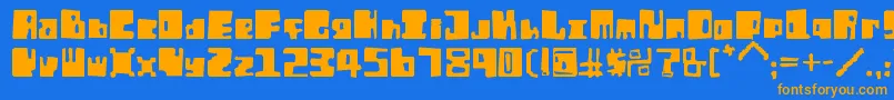 フォントOrtEr – オレンジ色の文字が青い背景にあります。