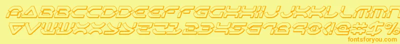 Czcionka Oberondeux3Dital – pomarańczowe czcionki na żółtym tle