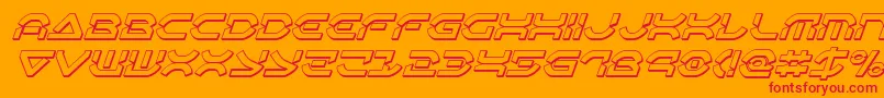 Oberondeux3Dital-Schriftart – Rote Schriften auf orangefarbenem Hintergrund
