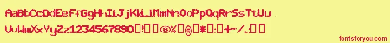 Czcionka Sncbisho – czerwone czcionki na żółtym tle
