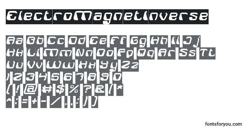 Czcionka ElectroMagnetInverse – alfabet, cyfry, specjalne znaki