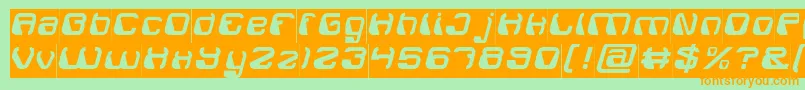 ElectroMagnetInverse-Schriftart – Orangefarbene Schriften auf grünem Hintergrund