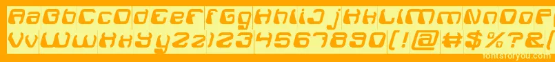 ElectroMagnetInverse-Schriftart – Gelbe Schriften auf orangefarbenem Hintergrund