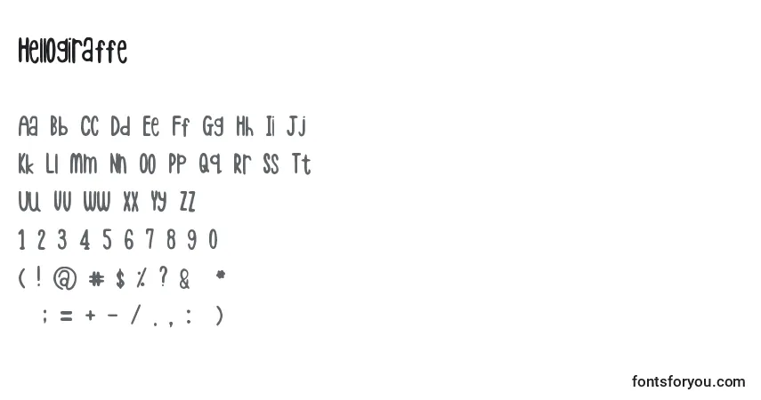 Schriftart Hellogiraffe – Alphabet, Zahlen, spezielle Symbole