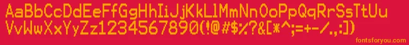 フォントKarmasutureRegular – 赤い背景にオレンジの文字