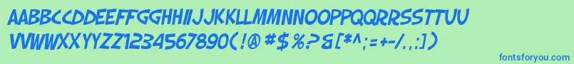 SfSlapstickComicOblique Font – Blue Fonts on Green Background