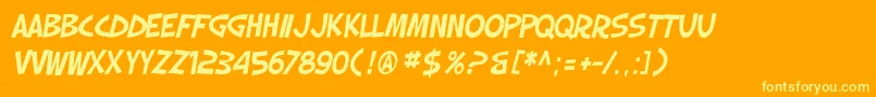 Saiba mais sobre a fonte SfSlapstickComicOblique Fonte SfSlapstickComicOblique – fontes amarelas em um fundo laranja