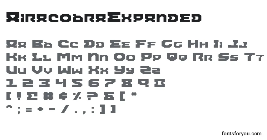 Schriftart AiracobraExpanded – Alphabet, Zahlen, spezielle Symbole