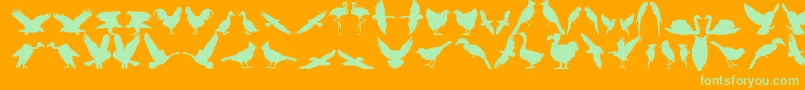 Bfeather11-Schriftart – Grüne Schriften auf orangefarbenem Hintergrund