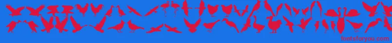 Bfeather11-Schriftart – Rote Schriften auf blauem Hintergrund