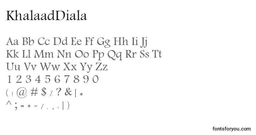 KhalaadDialaフォント–アルファベット、数字、特殊文字