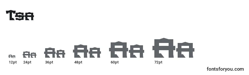 Размеры шрифта Tsa