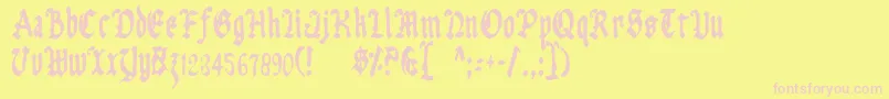 フォントUberhГ¶lmeCondensed – ピンクのフォント、黄色の背景