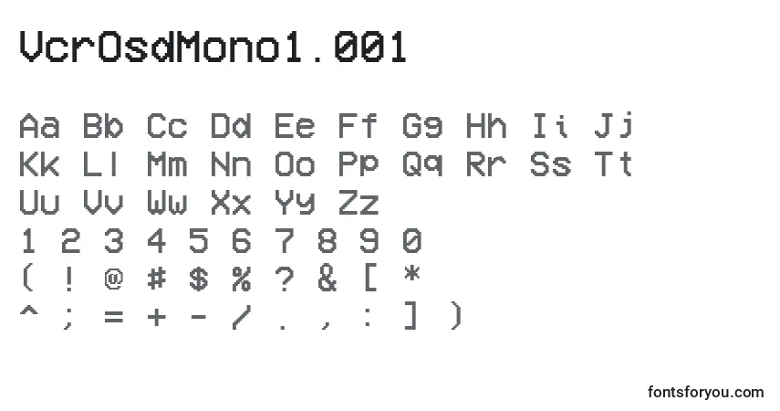 Fuente VcrOsdMono1.001 - alfabeto, números, caracteres especiales