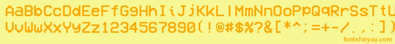 フォントVcrOsdMono1.001 – オレンジの文字が黄色の背景にあります。