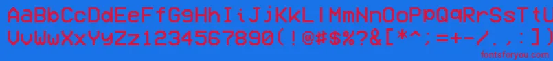 VcrOsdMono1.001-fontti – punaiset fontit sinisellä taustalla