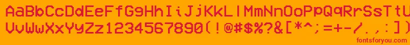 フォントVcrOsdMono1.001 – オレンジの背景に赤い文字