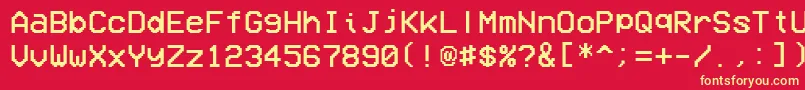 フォントVcrOsdMono1.001 – 黄色の文字、赤い背景