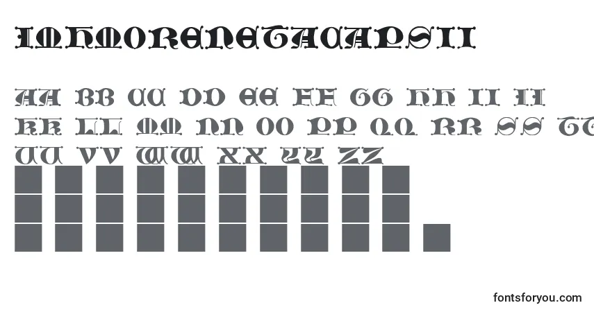 A fonte JmhMorenetaCapsIi – alfabeto, números, caracteres especiais