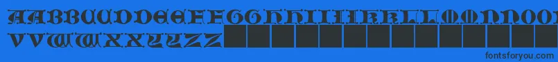 Шрифт JmhMorenetaCapsIi – чёрные шрифты на синем фоне