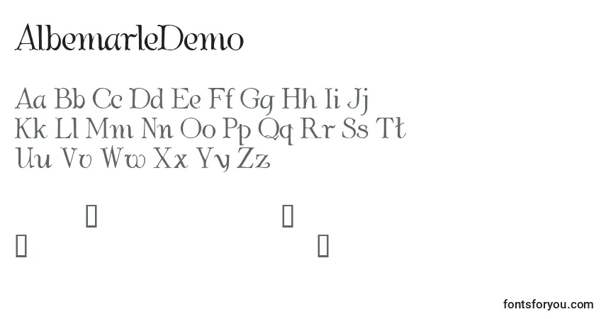 Шрифт AlbemarleDemo – алфавит, цифры, специальные символы