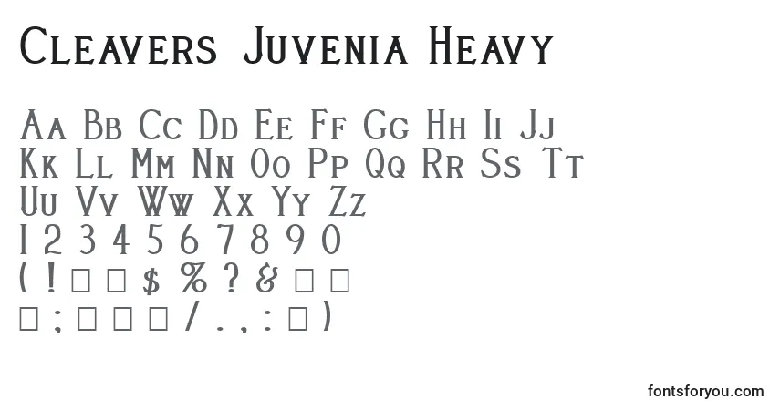 Schriftart Cleavers Juvenia Heavy – Alphabet, Zahlen, spezielle Symbole