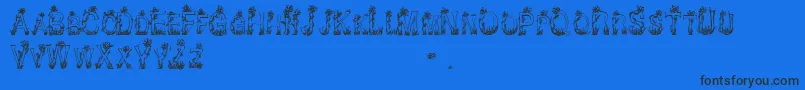 CfplantsandflowersRegular-Schriftart – Schwarze Schriften auf blauem Hintergrund