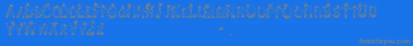 CfplantsandflowersRegular-Schriftart – Graue Schriften auf blauem Hintergrund