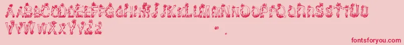 CfplantsandflowersRegular Font – Red Fonts on Pink Background