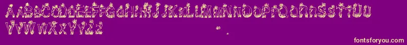 Saiba mais sobre a fonte CfplantsandflowersRegular Fonte CfplantsandflowersRegular – fontes amarelas em um fundo roxo