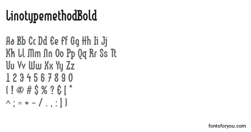 A fonte LinotypemethodBold – alfabeto, números, caracteres especiais
