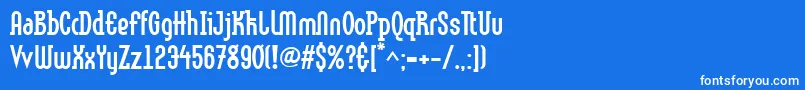 LinotypemethodBold-Schriftart – Weiße Schriften auf blauem Hintergrund