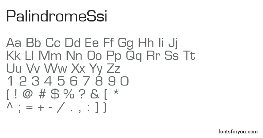 Czcionka PalindromeSsi – alfabet, cyfry, specjalne znaki