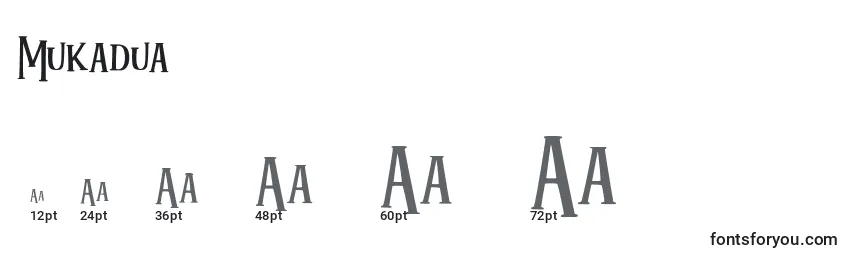 Размеры шрифта Mukadua