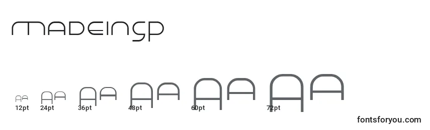 Размеры шрифта Madeinsp