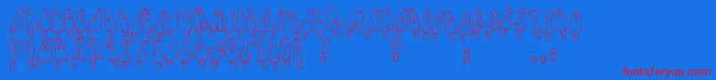 Jennaspopsicles-Schriftart – Rote Schriften auf blauem Hintergrund