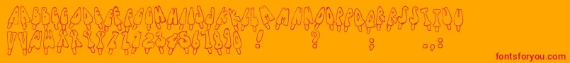 Jennaspopsicles-Schriftart – Rote Schriften auf orangefarbenem Hintergrund