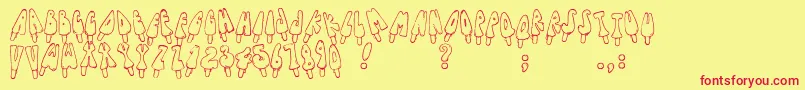 Fonte Jennaspopsicles – fontes vermelhas em um fundo amarelo